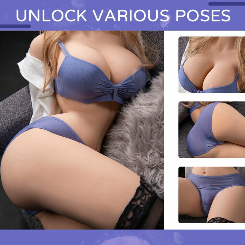 Full Body Life Size Adult Sex Toys Real TPE Sex Doll Breast for Men w/ Head Wig - secretera