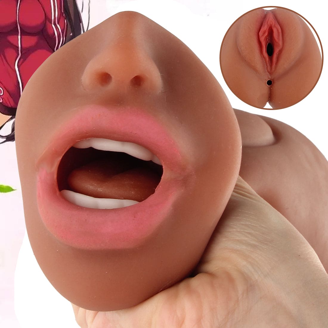 Realistic 3-in-1 Vagina Anal Handheld Pussy Male Masturbator 3D Dolls Sex Toys