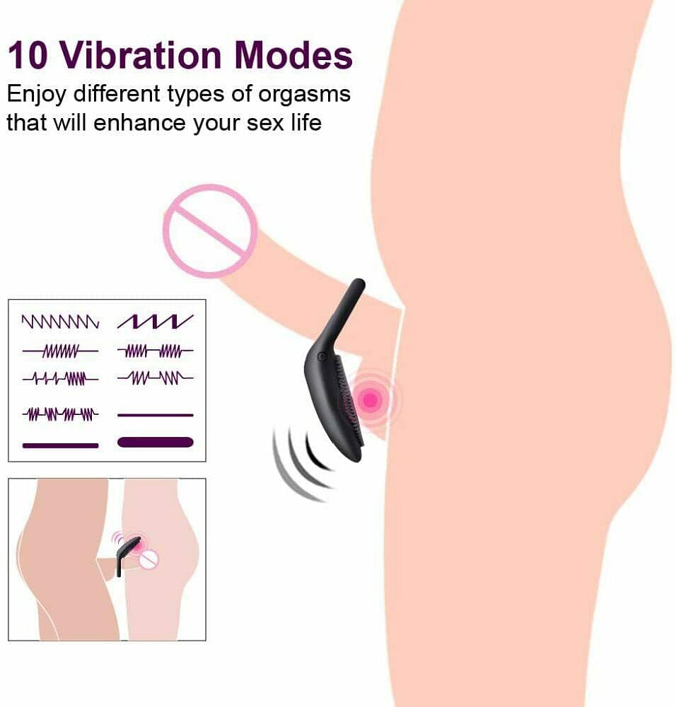 10 Speed Vibrating Cock Ring Penis Dildo Vibrator Sex Toy Men Couples Trainer - Yourlovelychoices