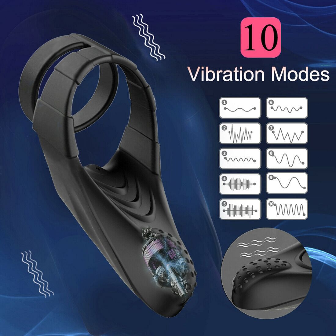 Strong Vibrating Penis Balls Ring Cock GLANS Trainer Male Masturbator Vibrator - Yourlovelychoices