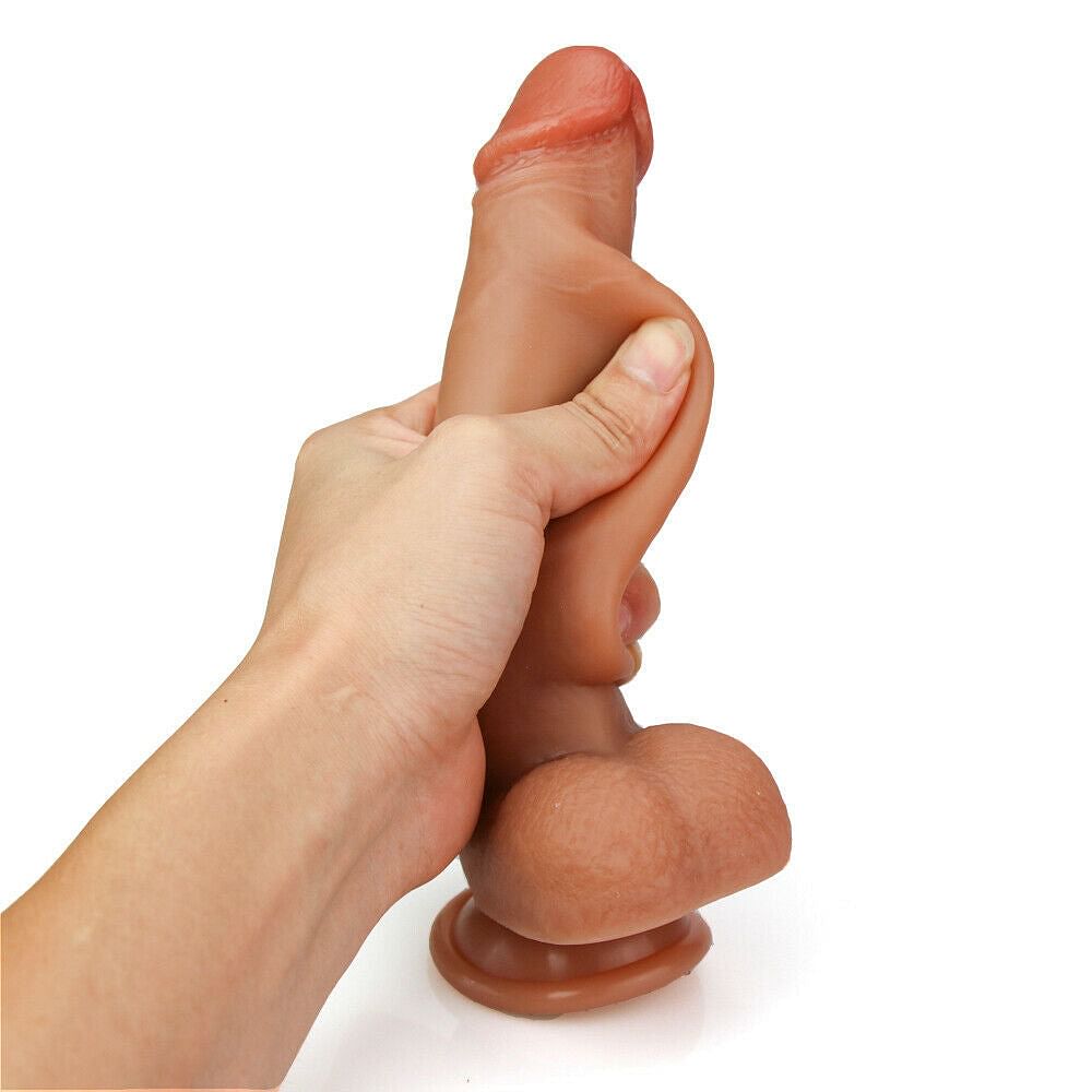 XXXL Foreskin King Cock Realistic Dildo Dong Penis Sex Toys Strap On Suction 8" - Yourlovelychoices