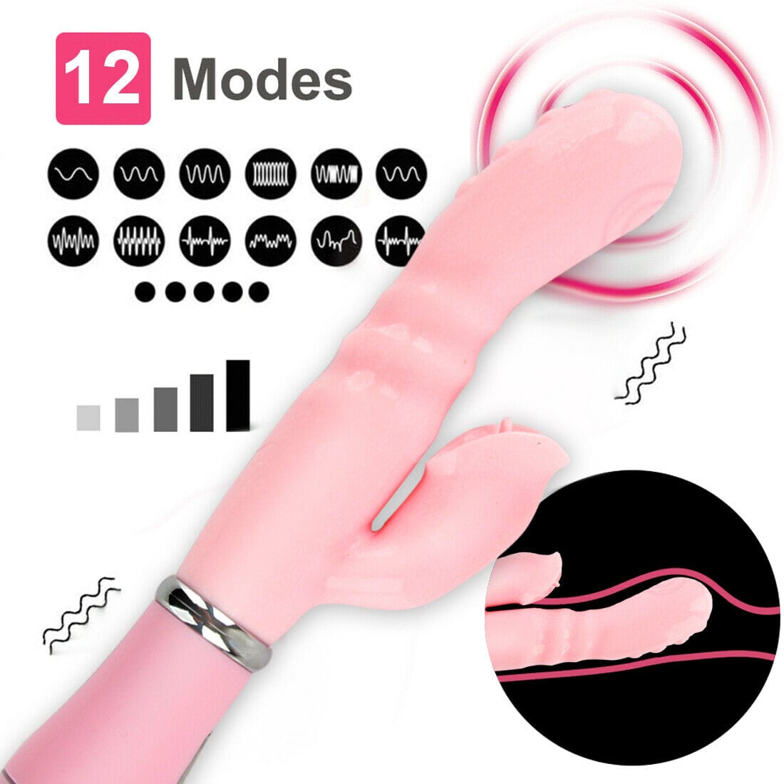 Wand Rabbit Vibrator Dildo Vagina Vibrating Masturbation 12 Speed Stimulator - secretera