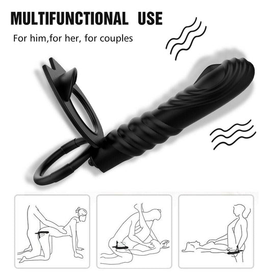 10 Mode Vibrating Cock Ring Prostate Vibrator Dildo Anal Plug Sex Toys - Yourlovelychoices