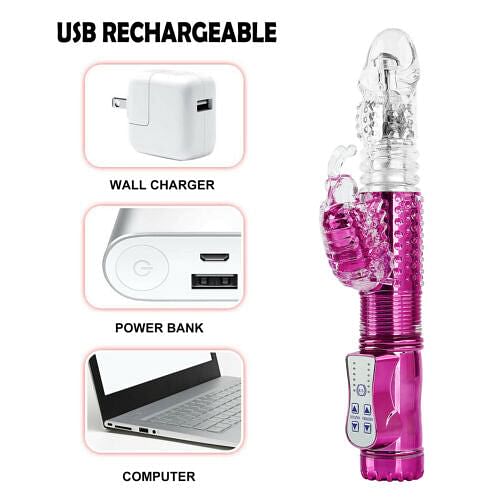 Rabbit Vibrator 10 Inch G Spot Adult Sex Toy 36 Speed Dildo Rechargeable Masturbator Vibrating - yourlovelychoices